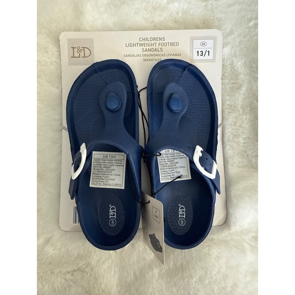 Lily & Dan Girl's Navy Lightweight Footbed sandal shoes size 13/1 NEW